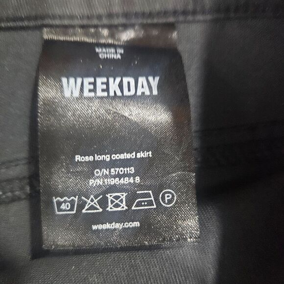 New Weekday W18 Maxi Long Coated Skirt in Black Dark Goth Punk Sexy - Picture 4 of 10